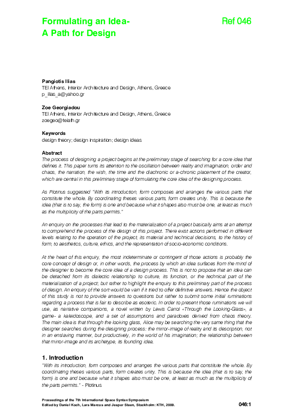 (PDF) Formulating an Idea- A Path for Design