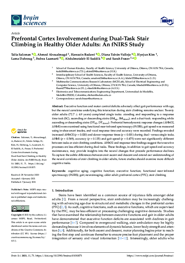 (PDF) Prefrontal Cortex Involvement during Dual-Task Stair Climbing in ...