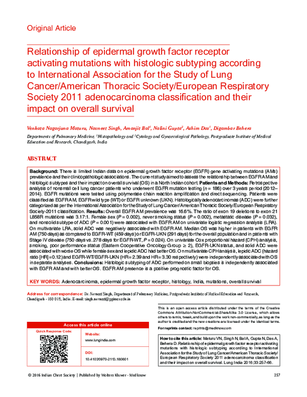 (PDF) Relationship of epidermal growth factor receptor activating ...