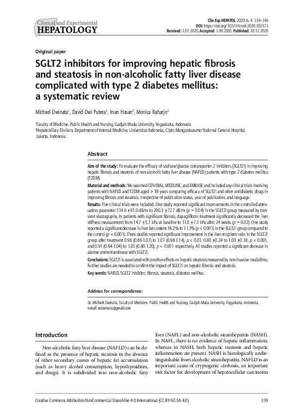 (PDF) SGLT2 inhibitors for improving hepatic fibrosis and steatosis in ...
