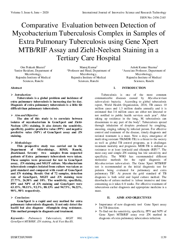 (PDF) Comparative Evaluation between Detection of Mycobacterium ...
