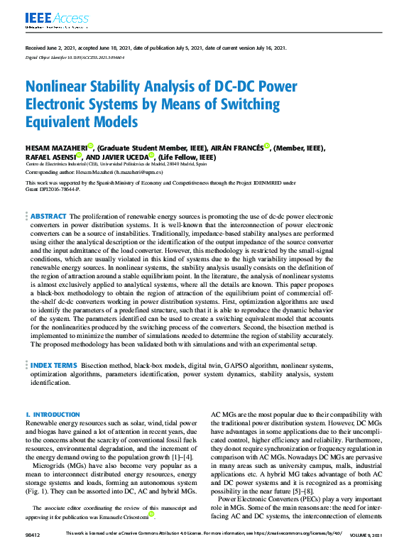 (PDF) Nonlinear Stability Analysis of DC-DC Power Electronic Systems by ...
