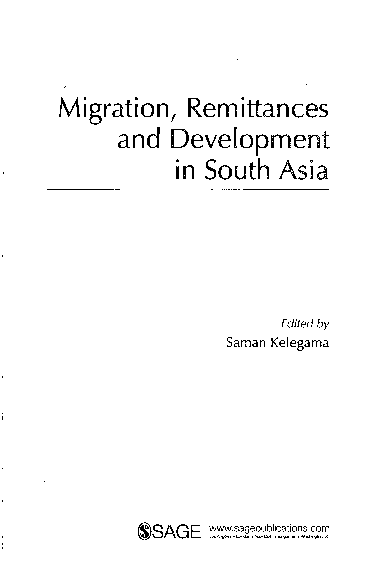 (PDF) Migration, Remittances and Development in South Asia
