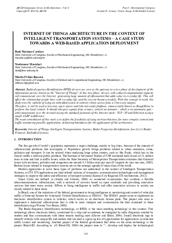 (PDF) Internet of things architecture in the context of intelligent ...
