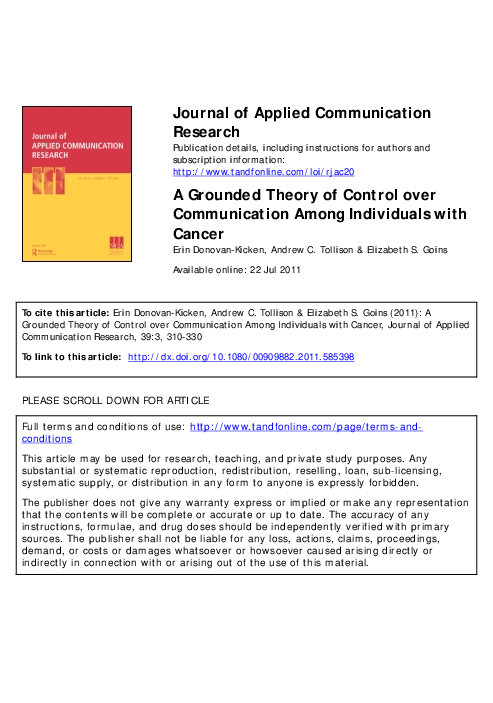 (PDF) A Grounded Theory of Control over Communication Among Individuals ...