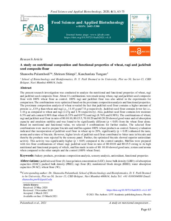 (PDF) A Study on Nutritional Composition and Functional Properties of ...