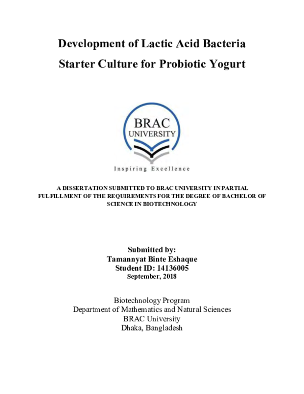 (PDF) Development of Lactic Acid bacteria starter culture for probiotic