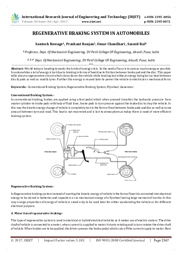 (PDF) Regenerative Braking System in Automobiles sasmit rai