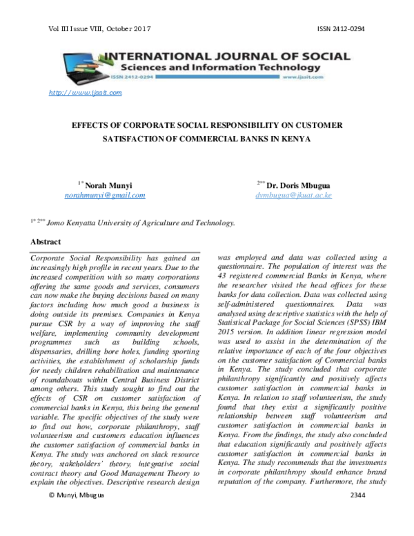 (PDF) Effects of Corporate Social Responsibility on Customer ...