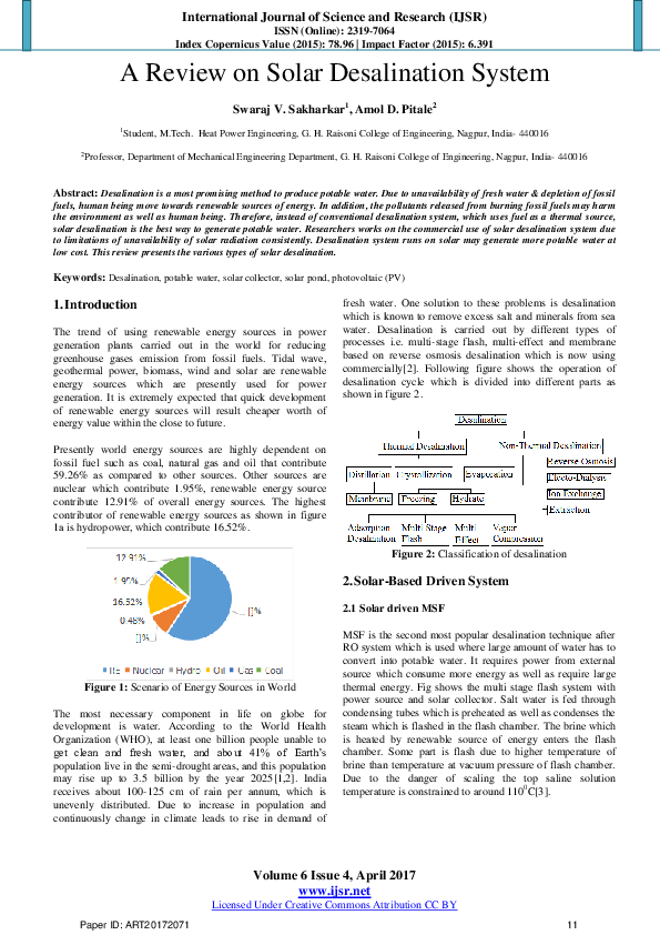 (PDF) A Review on Solar Desalination System