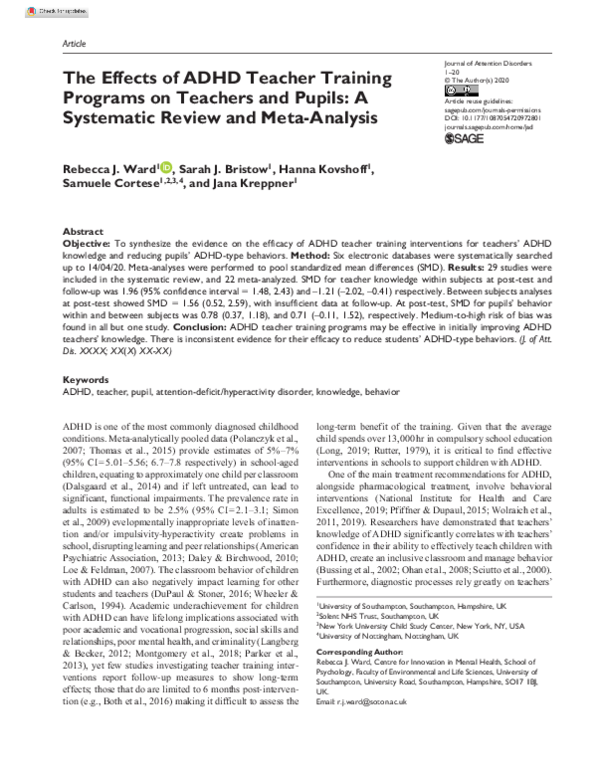 (PDF) The Effects of ADHD Teacher Training Programs on Teachers and ...