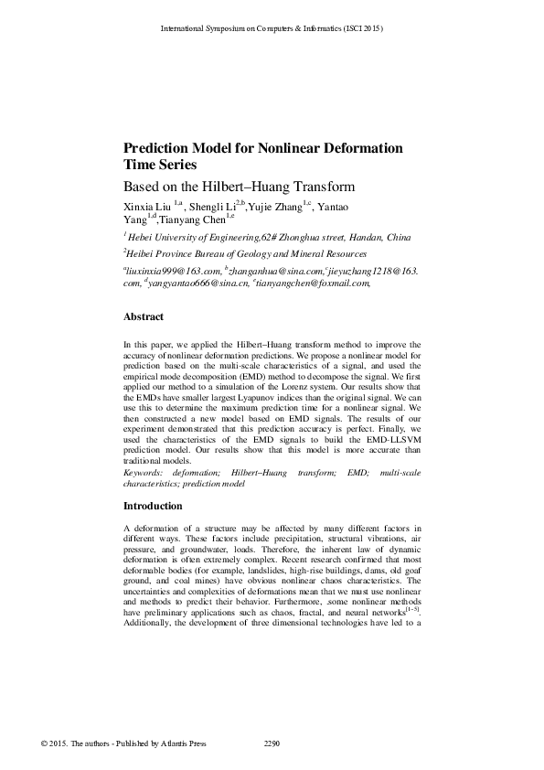 (PDF) Prediction Model for Nonlinear Deformation Time Series
