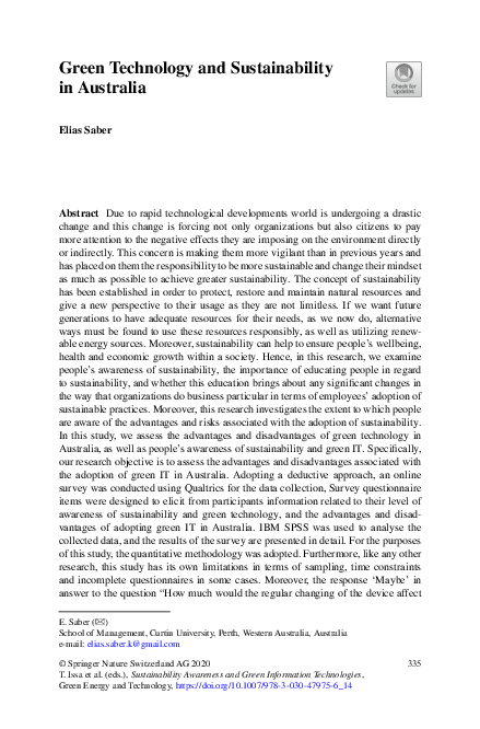 (PDF) Green Technology and Sustainability in Australia