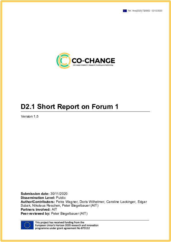 (PDF) D2.1 Short Report on Forum 1