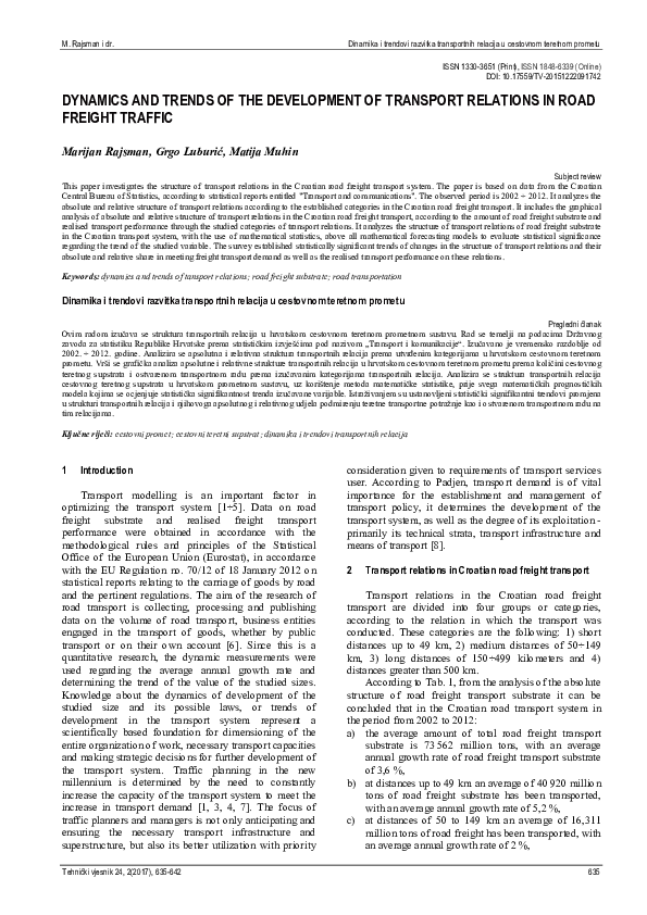 (PDF) Dynamics and trends of the development of transport relations in ...