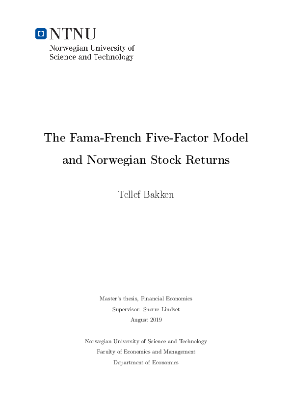 (PDF) The FamaFrench FiveFactor Model and Norwegian Stock Returns