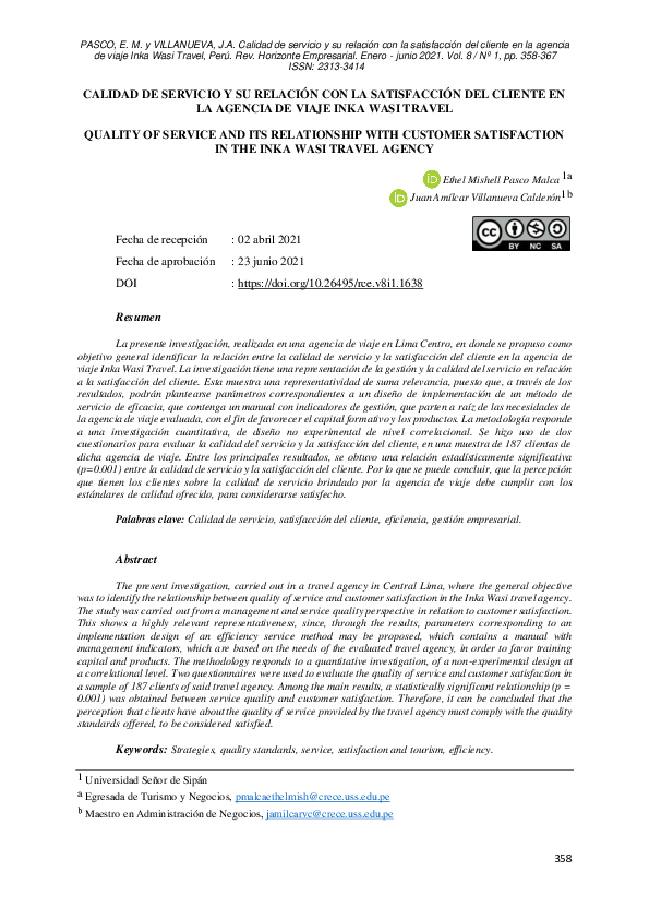 (PDF) Calidad De Servicio y Su Relación Con La Satisfacción Del Cliente ...