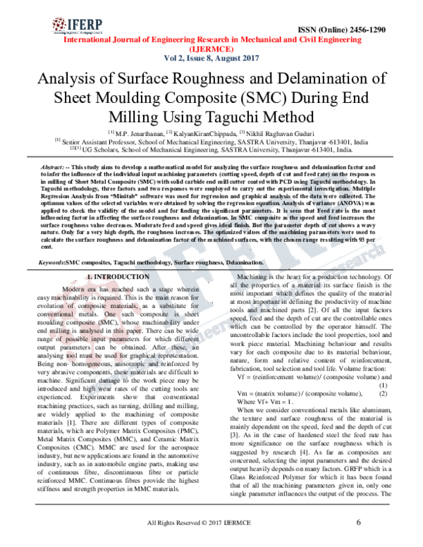 (PDF) Analysis of Surface Roughness and Delamination of Sheet Moulding ...
