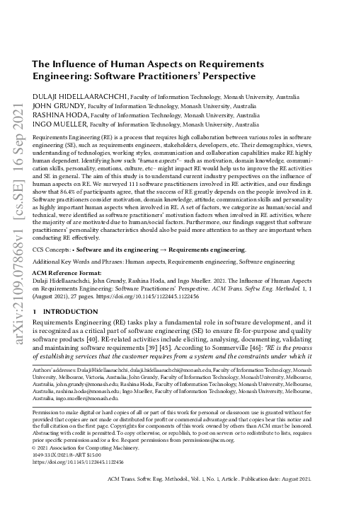(PDF) The Influence of Human Aspects on Requirements Engineering ...