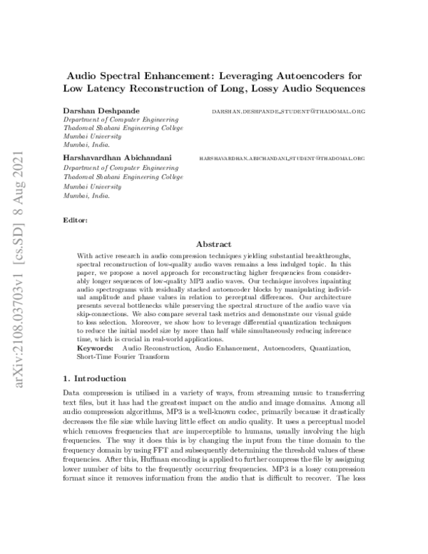 (PDF) Audio Spectral Enhancement: Leveraging Autoencoders for Low ...