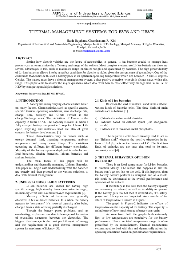 (PDF) Thermal management systems for EV’s and HEV’s