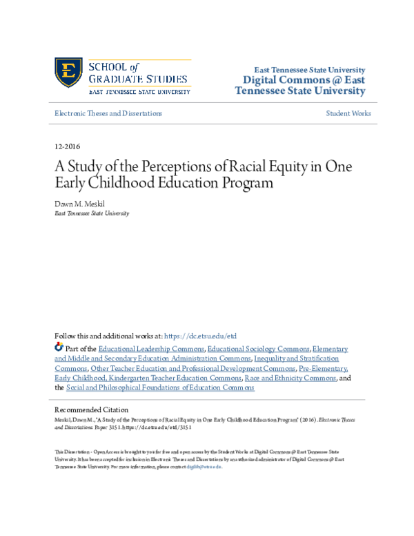 (PDF) A Study of the Perceptions of Racial Equity in One Early ...
