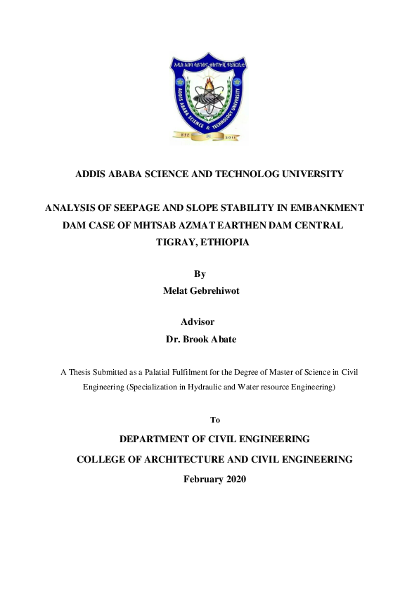 (PDF) Analysis of Seepage and Slope Stability in Embankment Dam Case of ...