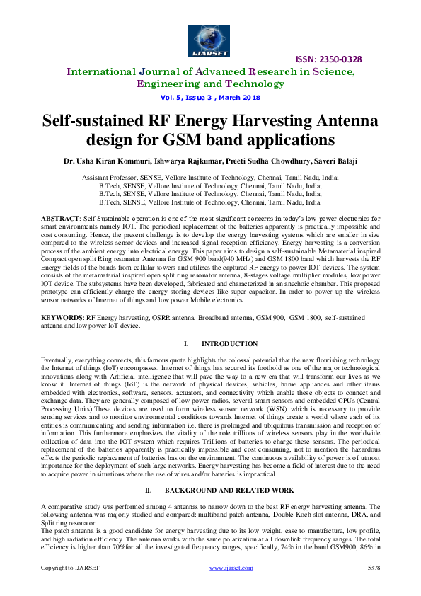 (PDF) Self-sustained RF Energy Harvesting Antenna design for GSM band ...