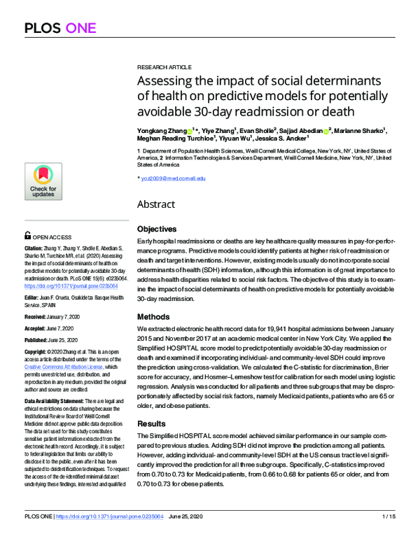 (PDF) Assessing the impact of social determinants of health on ...