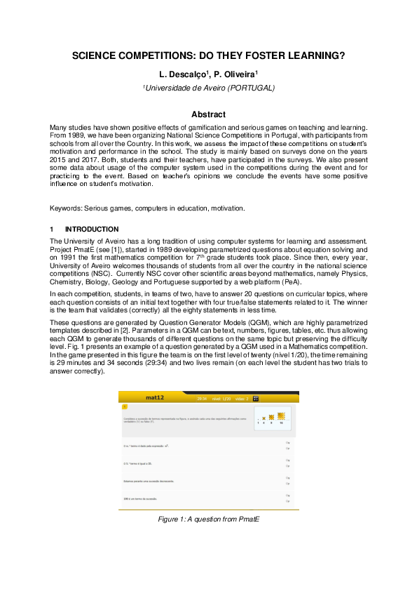 (PDF) Science Competitions: Do They Foster Learning?