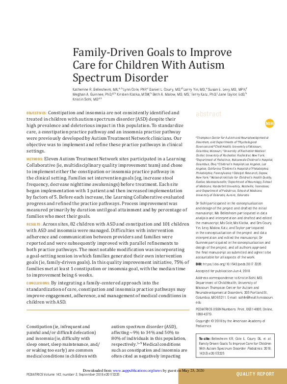 (PDF) Family-Driven Goals to Improve Care for Children With Autism ...