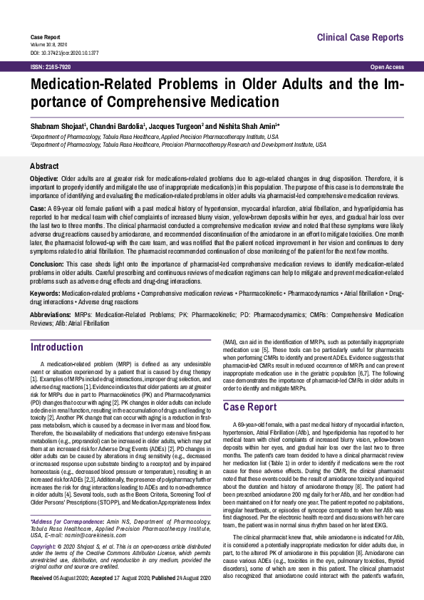 (PDF) Medication-Related Problems in Older Adults and the Importance of ...