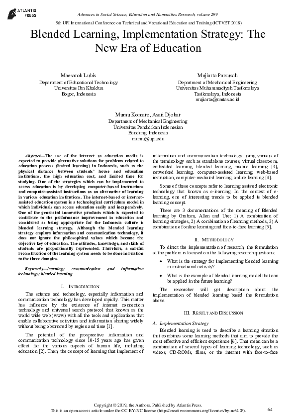 (PDF) Blended Learning, Implementation Strategy: The New Era of Education