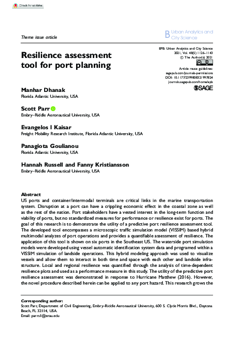 (PDF) Resilience assessment tool for port planning