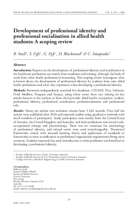 (PDF) Development of professional identity and professional ...