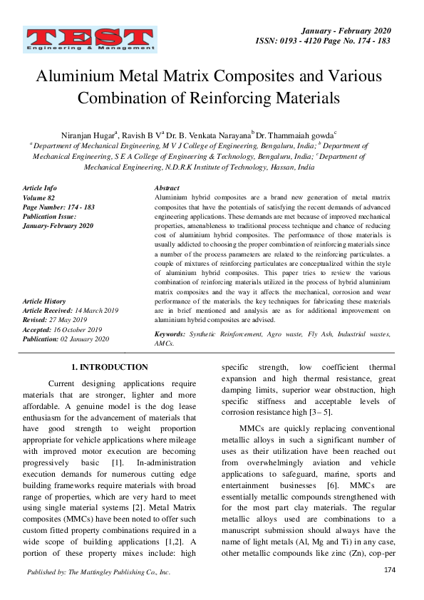 (PDF) Aluminium Metal Matrix Composites and Various Combination of ...