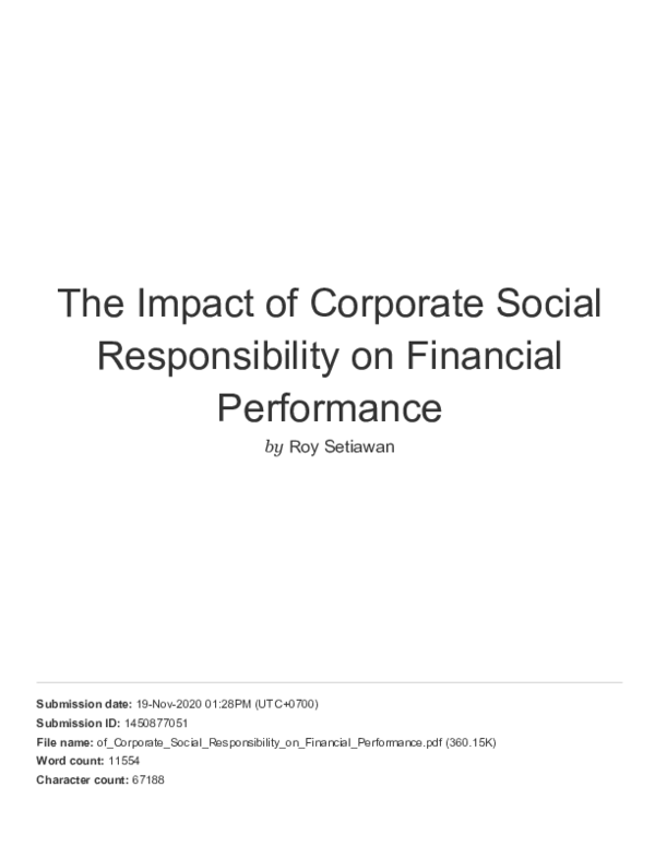 (PDF) The Impact of Corporate Social Responsibility on Financial ...