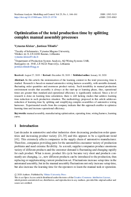 (PDF) Optimization of the total production time by splitting complex ...