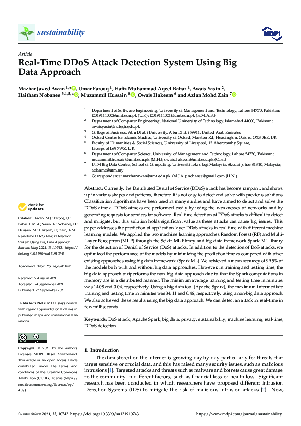 (PDF) Real-Time DDoS Attack Detection System Using Big Data Approach
