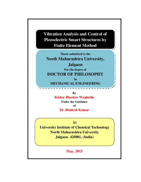 (PDF) Vibration Analysis and Control of Piezoelectric Smart Structures ...