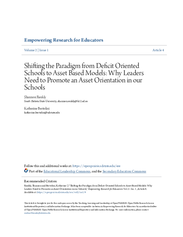 (PDF) Shifting the Paradigm from Deficit Oriented Schools to Asset ...