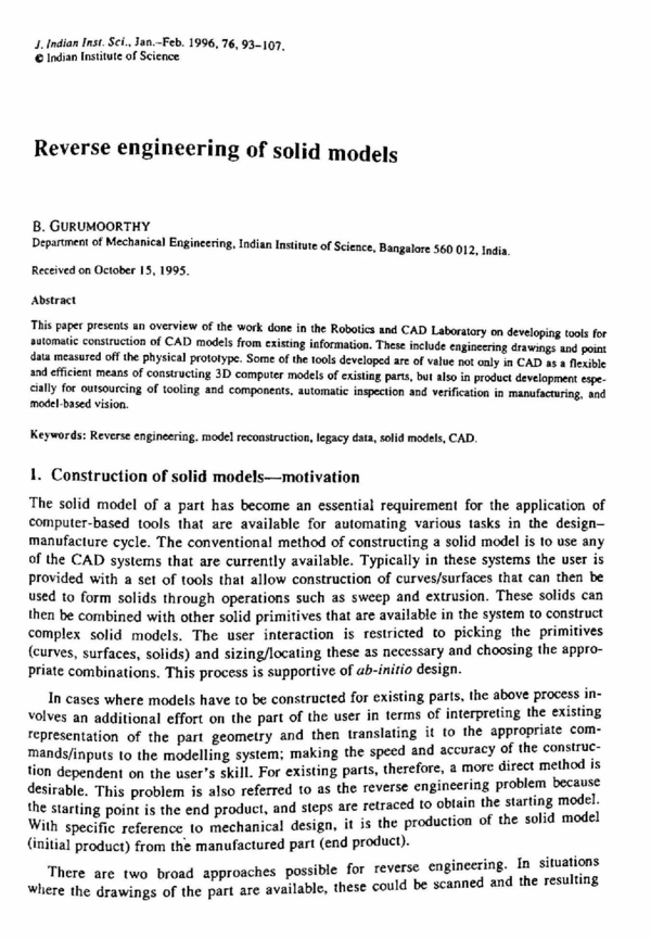 (PDF) Reverse engineering of solid models