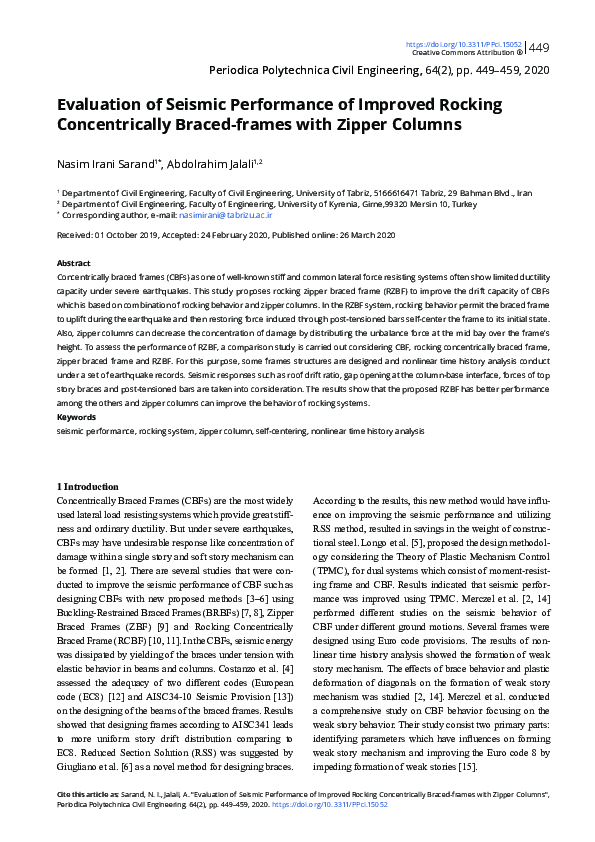 (PDF) Evaluation of Seismic Performance of Improved Rocking ...