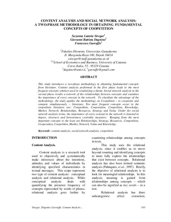 (PDF) Content Analysis and Social Network Analysis: A Two-Phase ...