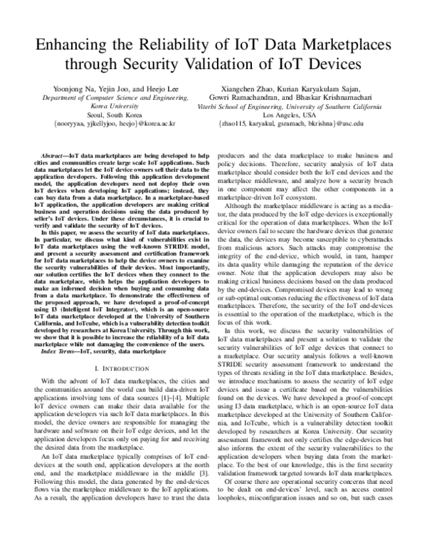 (PDF) Enhancing the Reliability of IoT Data Marketplaces through ...