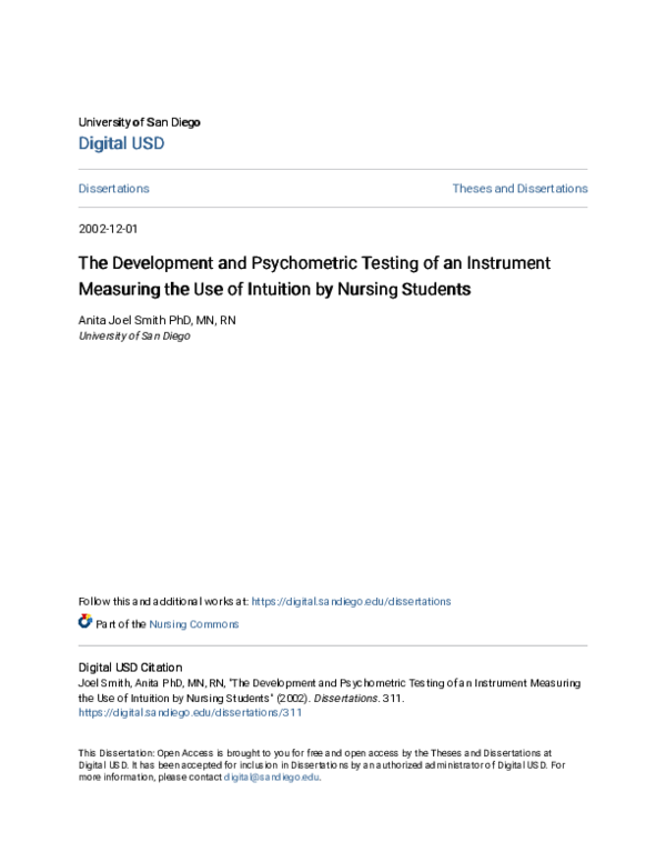 (PDF) The Development and Psychometric Testing of An Instrument ...