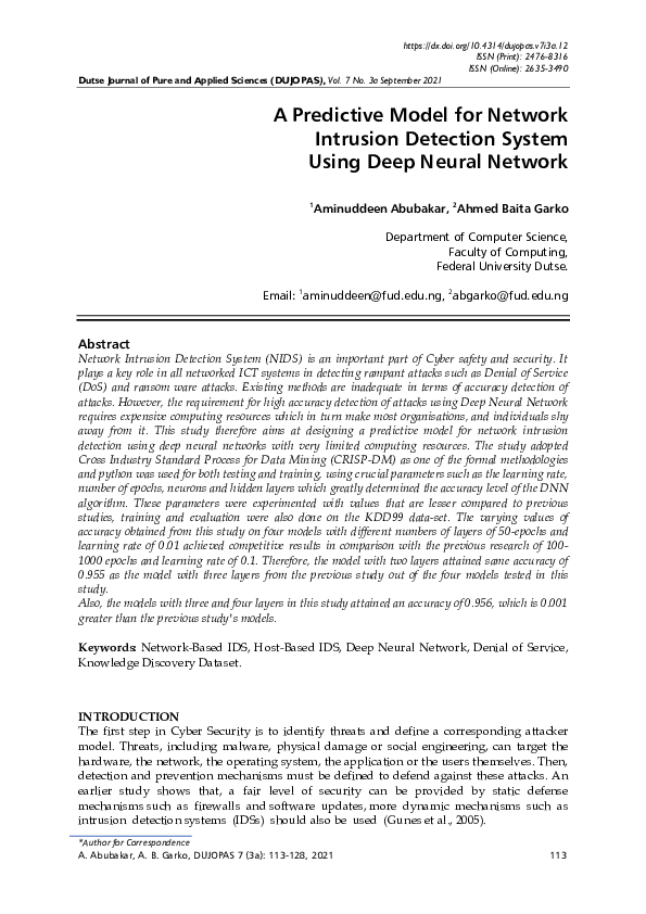 (PDF) A Predictive Model for Network Intrusion Detection System Using ...