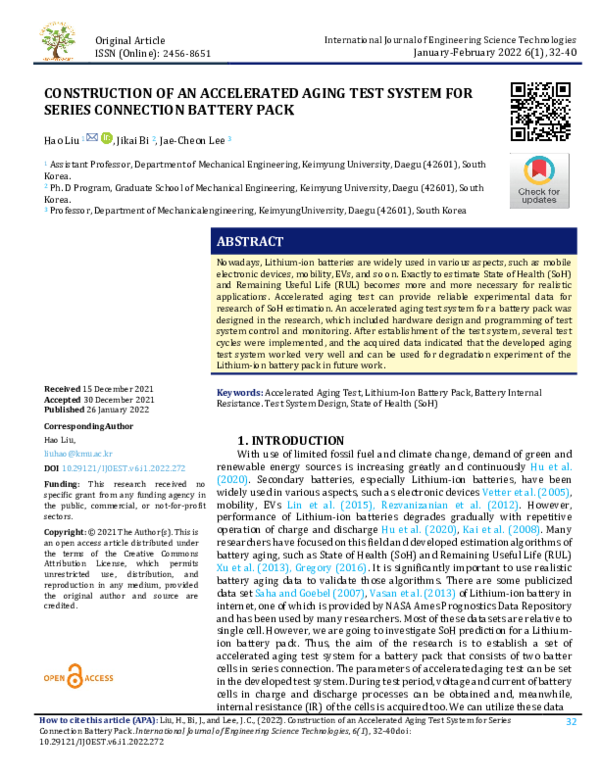 (PDF) CONSTRUCTION OF AN ACCELERATED AGING TEST SYSTEM FOR SERIES ...
