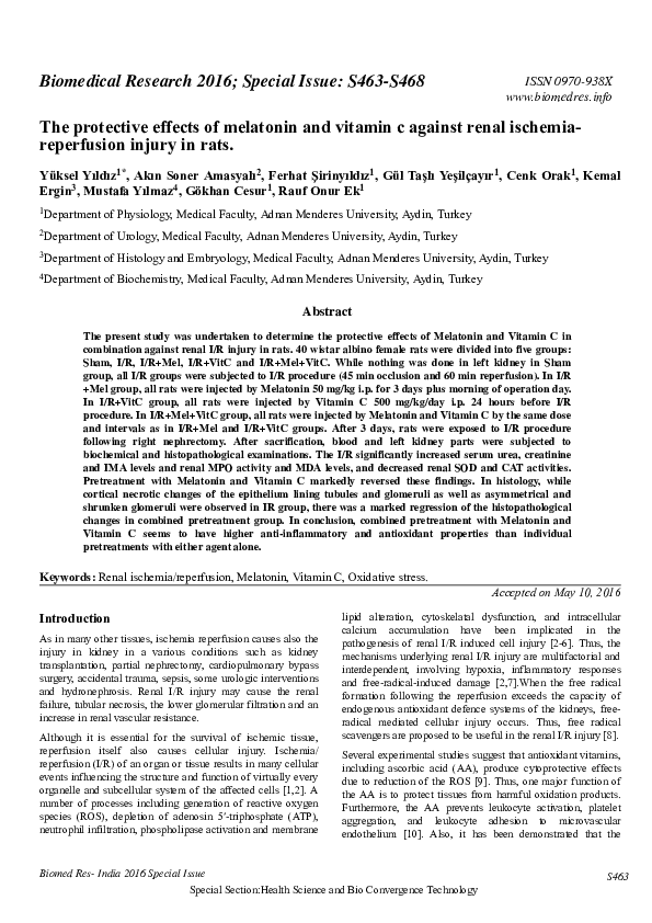 (PDF) The protective effects of melatonin and vitamin c against renal ...