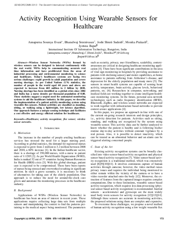 (PDF) Activity Recognition Using Wearable Sensors for Healthcare